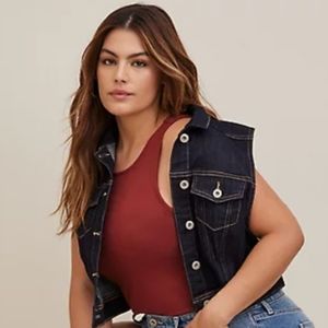 Torrid Denim Cropped Vest Blazer Plus Size - 5x 6x Jean